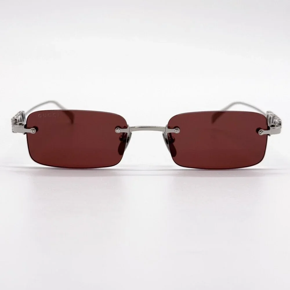 NEW GUCCI SUNGLASSES SILVER PURPLE UNISEX EYEWEAR GUCCI GG1808S 004